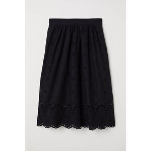 H&M skirt broderie anglaise cotton weave pleated skirt black lined size 8 new